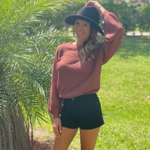 Rust backless sweater with tie perfect for those in between weather days!